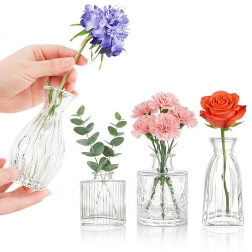 HOMNUTS Glass Bud Vases Set of 4 4 Sizes of Small Flower Vase for Party or Home Table Decorations