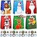 TaoBary 24 Pack Christmas Paper Gift Bags with Stickers Snowman Santa Claus Candy Cookie Bags for Holiday Party Favors