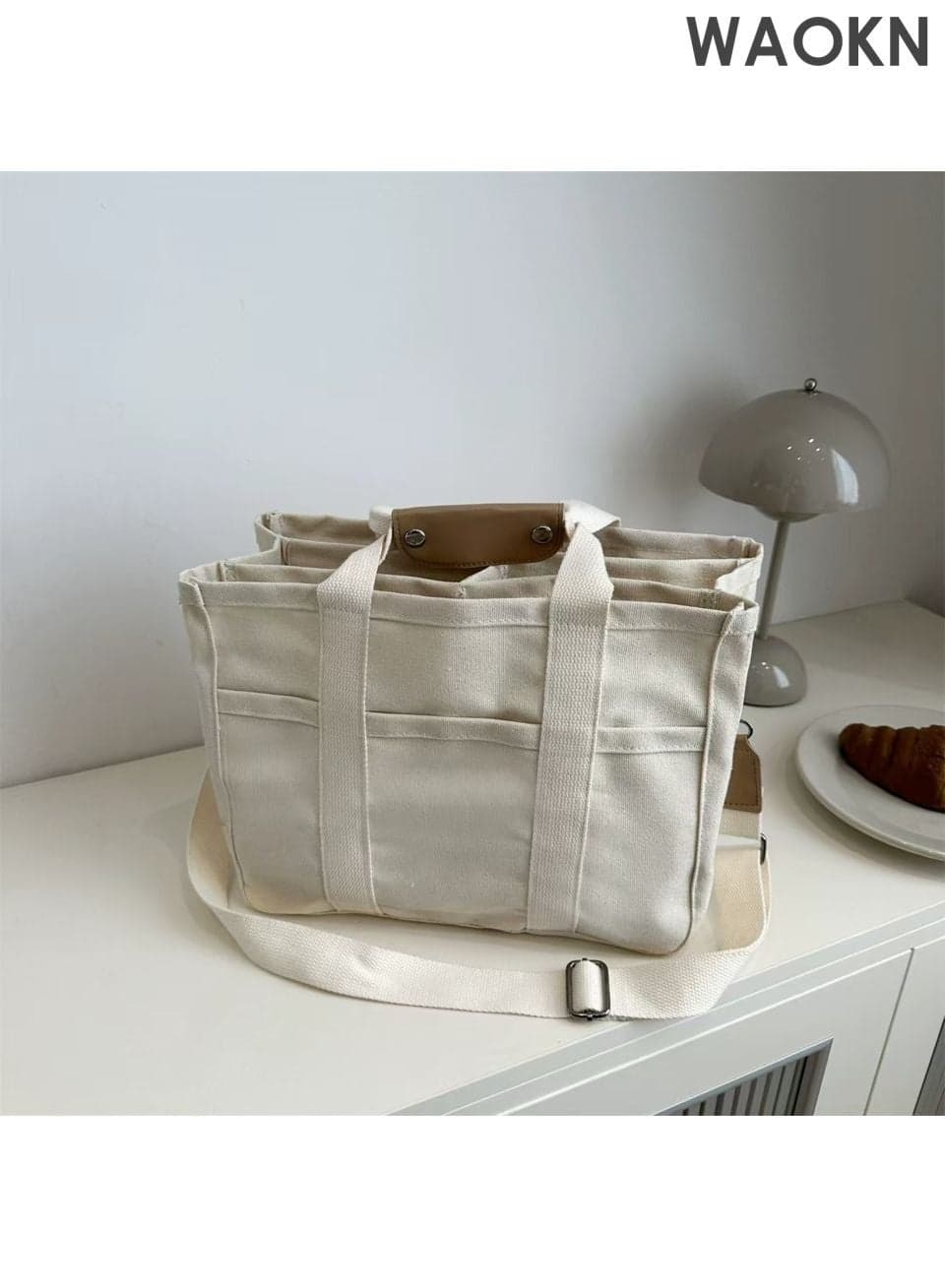 Canvas Baby Diaper Bags , Large Capacity Baby Bag for Mother and daddy , Tote Bag Mommy Bag with Multi Pockets , Crossbody Handbag Shoulder Bag with Compartments for Women and men Travel , unisex , beige .