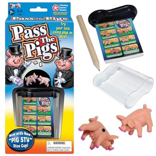 Winning Moves Pass The Pigs Games USA a Hilarious Pig Dice Game Family Favorite for Over 40 Years for 2 or More Players Ages 7 1046
