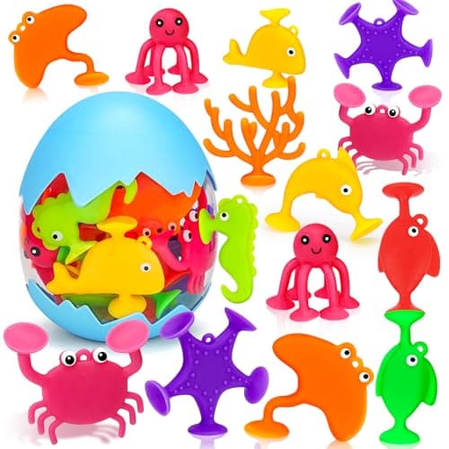 Toddler Suction Cup Bath Toys Ocean Animal Bath Water Toys for Kids Ages 13 35 48 No Hole Mold Free Bathtub Car Window Toys Travel Trip Essentials for 3 4 5 Year Old Boy Girl Birthday Gift