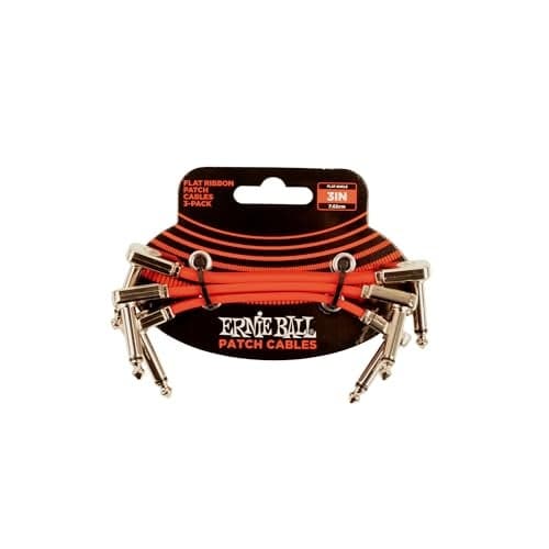 Ernie Ball Flat Ribbon Patch Cable 3 Inch - Red - 3 Pack