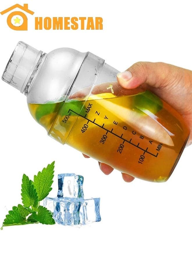 500ml Lemon Tea Shaker, Plastic Coffee Shaker Drink Shaker Cups, Drink Mixed Hand Shaker, Tea Shaker Cup with Scales