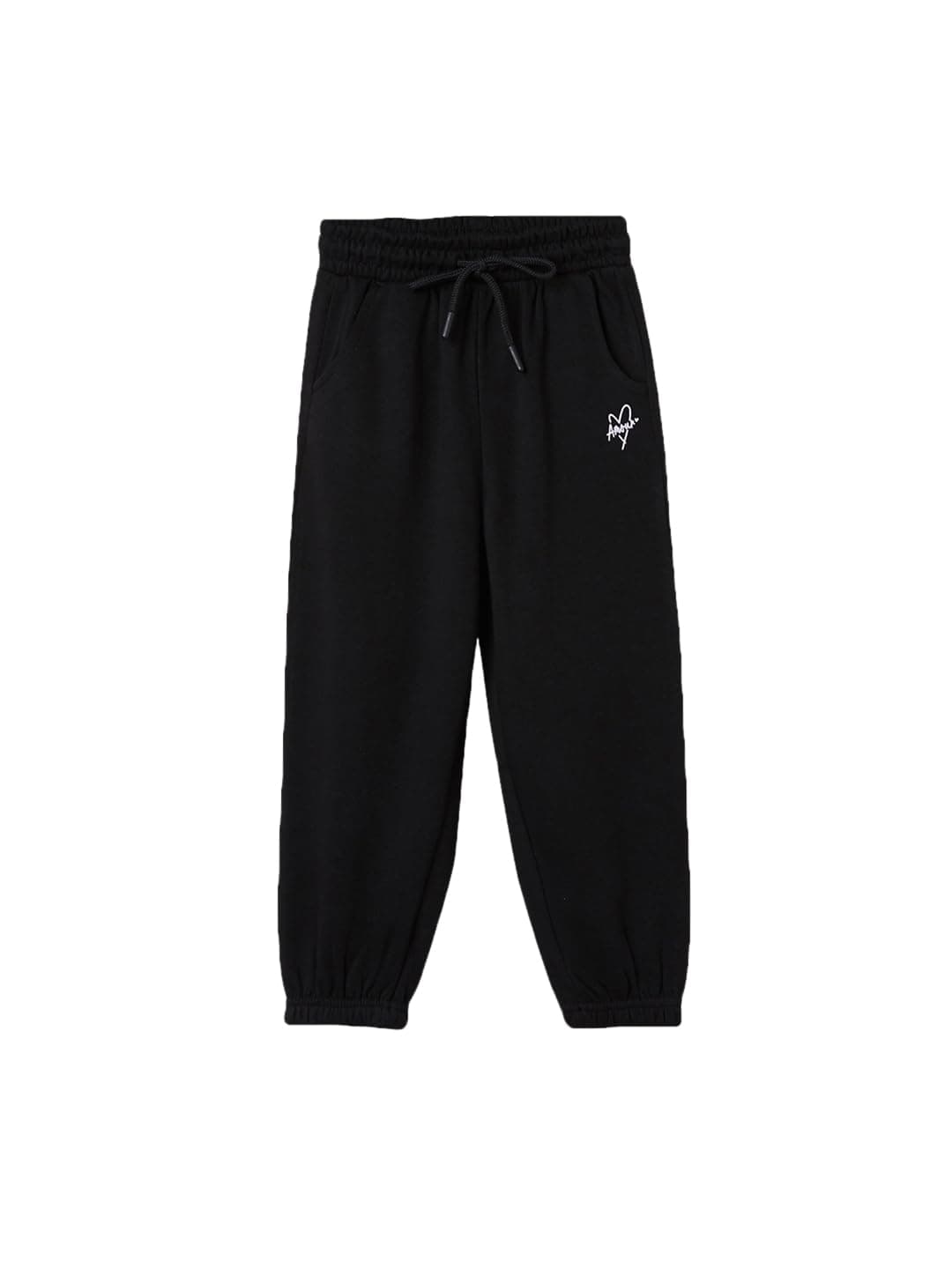 Max Girls Solid Joggers (Black_6-8 Y)