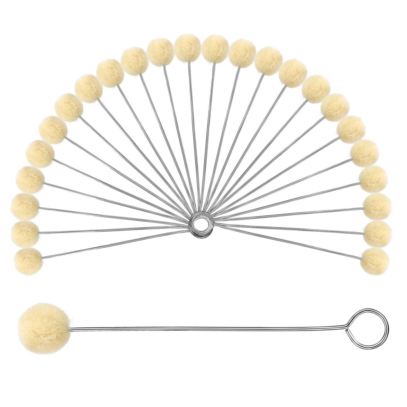 BUTUZE 25 Pcs Wool Daubers Ball Brush Leather Dye Tool with Metal Handle for Leather Dyes DIY Crafts