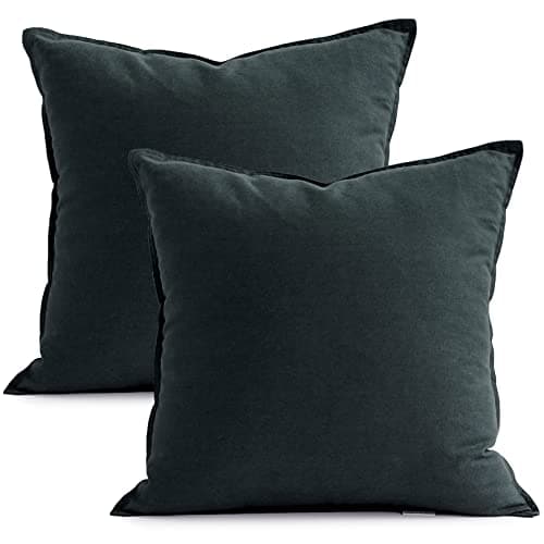 Jeanerlor Set of 2 Decorative 26"x26" Cotton Linen Chair Throw Pillow Case Green for Sofa Durable Classy, Comfortable Cushion Cover for Coffee Shop/Bar (65 x 65cm) Dark Blue