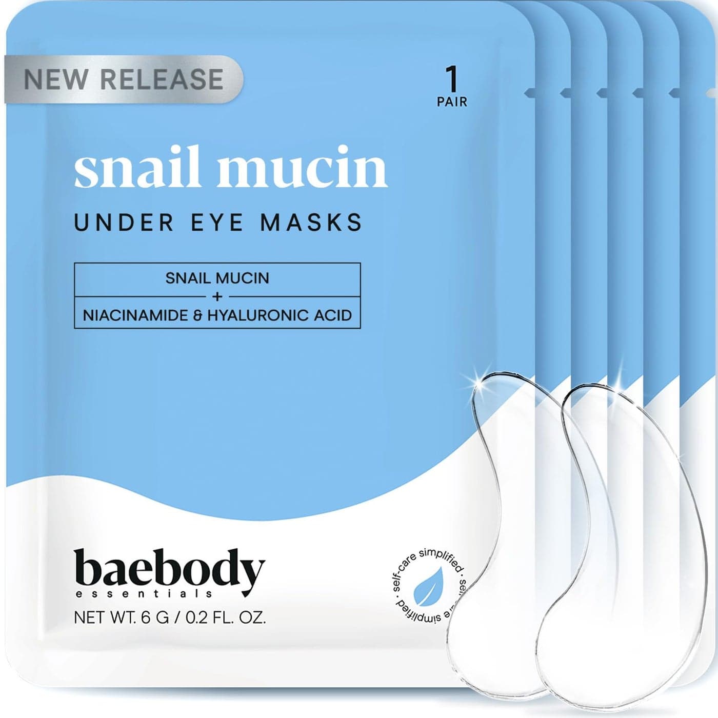 Baebody Advanced Snail Mucin Under Eye Patches for Women Men 6 Pairs Under Eye Masks for Dark Circles and Puffiness With Niacinamide Reduce Fine Lines and Wrinkles