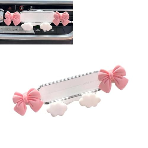 Bawkars Car Phone Holder Mount Butterfly Bow Air Vent Phone Holder Universal Kawaii Car Accessories for Women Girls White A