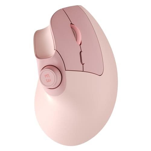seenda Ergonomic Mouse Rechargeable, USB+Dual Bluetooth, MOU-302 Vertical Wireless Mouse with Volume Knob, Quiet Clicks, Multi-Device Cordless Mice Compatible for Windows, PC, Laptop, Mac OS, Pink