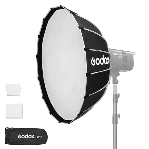 Godox Softbox 85cm 335 Godox S85T Silver Inner Bowens Mount Softbox with Diffuser Carry Case Durable Compact Softbox for Godoxfor NEEWERfor SMALLRIGfor Aputure Bowens Mount Light