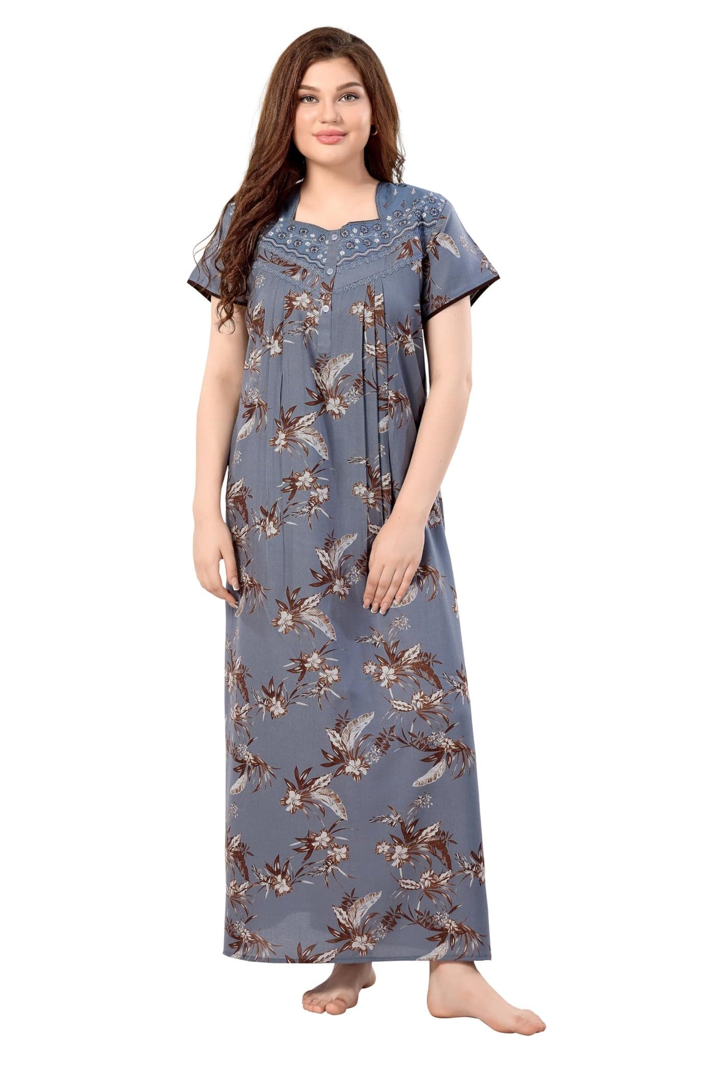 Soulemo Women's Alpine Blended Printed Nighty (XL - Bust - 48 - Marble_Blue) 1676KXL