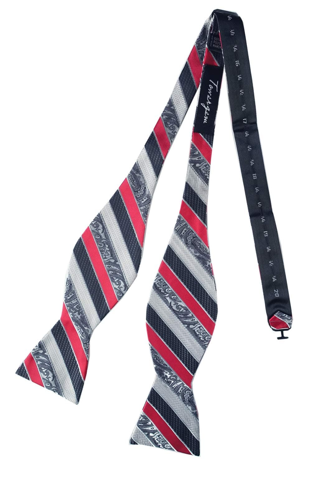 Towergem Mens Bowtie Woven Jacquard Self Tie Bow Ties For Men Adjustable Length Tuxedo & Wedding Bow Tie (Red/gray)