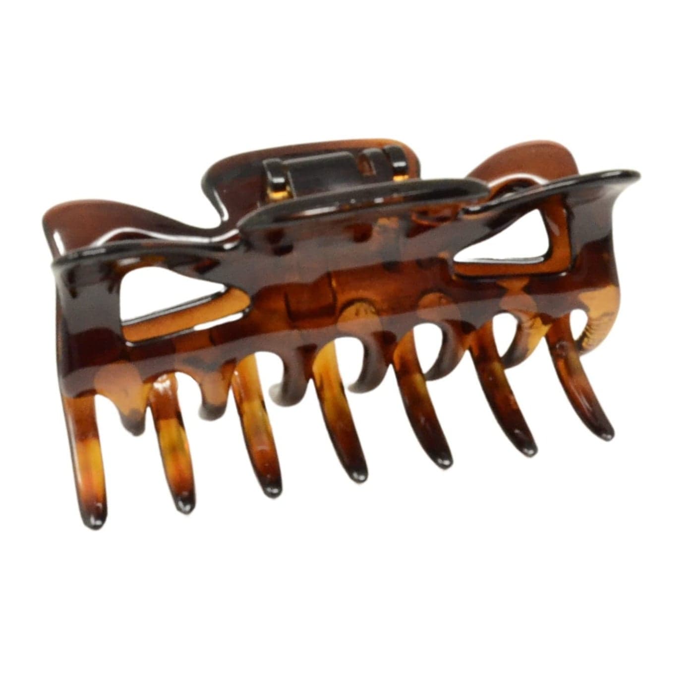 Parcelona French Classic Shaded Tortoise Shell Brown 3 Covered Spring Celluloid Made in France Jaw Claw Hair Clip Clutcher Clamp for Women and Girls