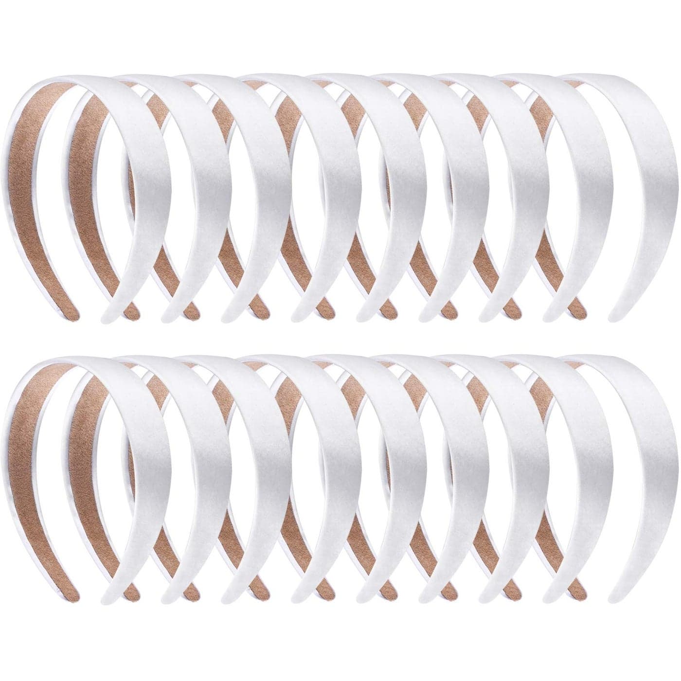 SIQUK 18 Pieces Satin Headbands 1 Inch Plain Headbands White Ribbon Headband Nonslip Satin Hard Headbands for Women and Girls