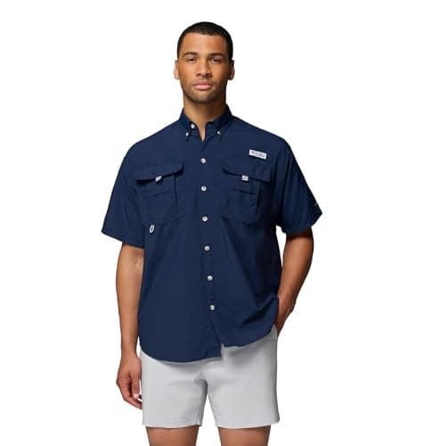 Columbia Mens PFG Bahama II Short Sleeve Fishing Shirt Collegiate Navy Medium