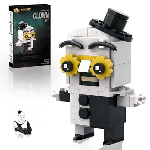 Art The Clown Building Block Set Horror Villain Action Figure Model Kits with Yellow Glasses Classic Movie Toy for Adult Fans and Teens Age 6 Birthday Holiday Collectible Gift