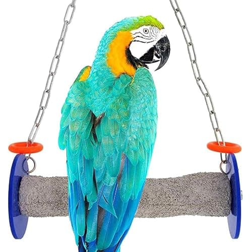 Sweet Feet and Beak Roll Bird Swing - Perch Bird Toys Trims Nails and Beaks, Safe and Non-Toxic Bird Cage Accessories for Small and Large Birds, Swinging Toys Birds Will Love, XL 11 Inches