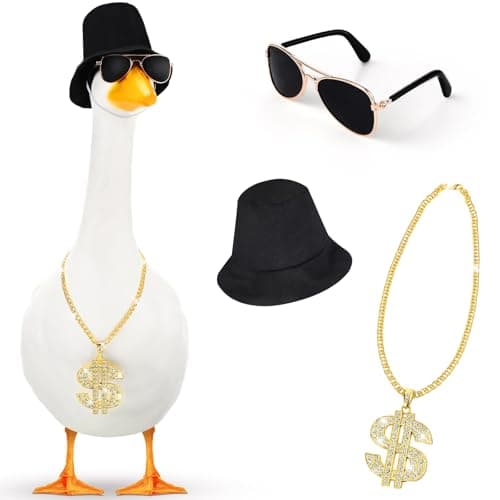 Sunnymove 80s90s Porch Goose Outfit Bucket Hat Halloween Goose Outfit for 1723 Porch Statue Garden Patio Statue DecorBlack