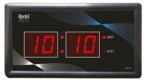 Ajanta Quartz Plastic Rectangular Glass Digital Wall Clock (Black, 33 x 16 x 3 cm)