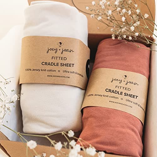 Cradle Sheets Fitted 18 x 36 Inch Snuggly Soft 100 Jersey Cotton Beige Rusty Brown 2 Pack