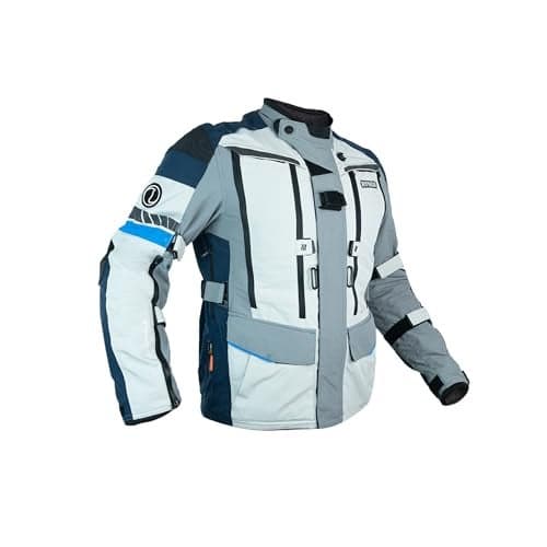 Rynox Stealth Evo 4 Jacket - Motorcycle Touring Jacket with Impact Protection and Abrasion Resistance - Arctic Blue, 2XL
