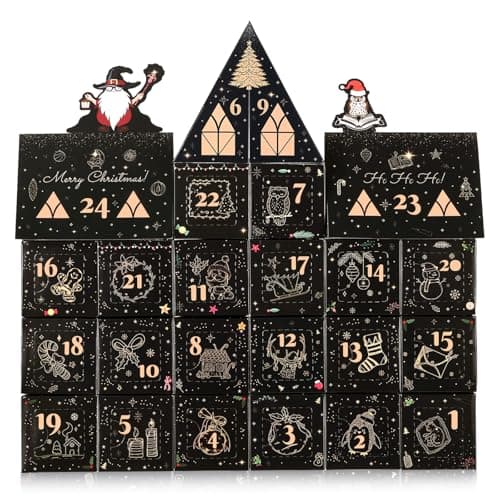 GWHOLE Advent Calendar Box to Fill 2025 24 Days Christmas Halloween Countdown Box Black Stackable Decorative Gift Box for DIY Christmas Surprises Holiday Dcor