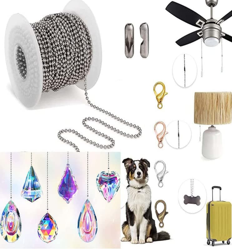 DIY Crafts 6 Meter Kit Nickel Silver Ceiling Fan Pull Chain ClearRandom Crystal Handle Pull Chain Maker Pull Chain Extension Connector for Bathroom to 6 Meter Kit Nickel Silver
