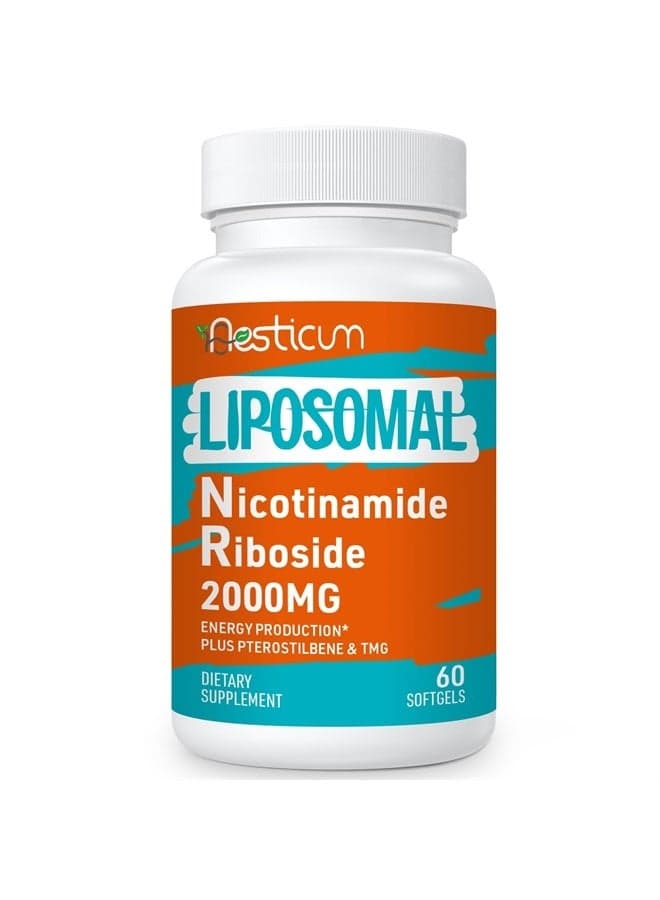 2000 MG Liposomal Nicotinamide Riboside Supplement, High Absorption, NAD+ Boosting Supplement with TMG and Pterostilbene, Superior to Niacinamide for Cellular Energy, and Age Resist, 60 Softgels