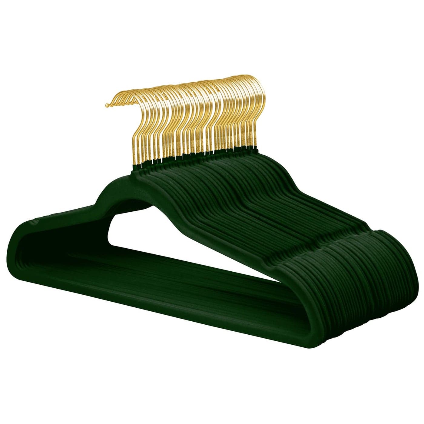ManGotree Velvet Coat Hangers with 360 Swivel Gold Hook NonSlip Felt Suit Hangers Slim Space Saving Clothes Hanger for Jacket Sweater Shirt Dress Pants 36 Pack Green