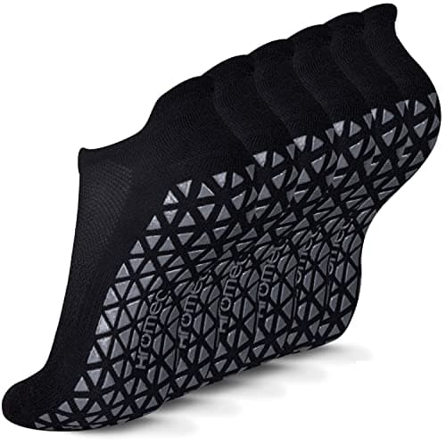 Hromec Non Slip Yoga Socks with Grips for Pilates, Ballet, Barre, Barefoot,Bikram,Hospital Anti Skid Socks for Women and Men