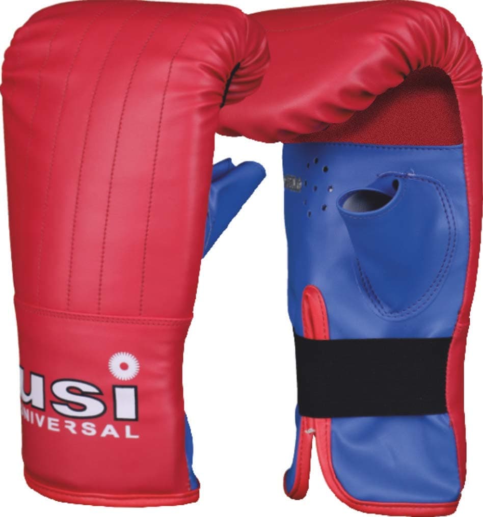 USI UNIVERSAL Bouncer Punching Gloves, 617LT Boxing Gloves, Vinyl & Mesh Construction, Lightweight Padding, Elasticated Hook & Loop Strap Closure (Red/Blue, Size (S/M)