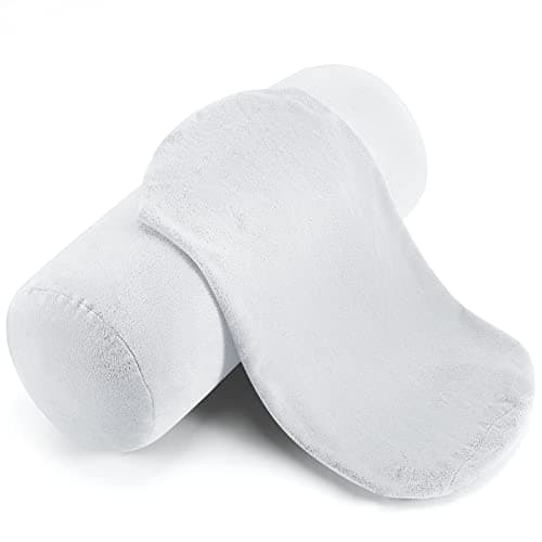 Newwiee 2 Pcs Neck Roll Pillow Cover 17x7 Inch Round Cervical Pillow Covers with Zipper Cylinder Neck Roll Pillowcase Soft Bolster Pillowcases for House Home Decor Cylindrical Cushion(White)