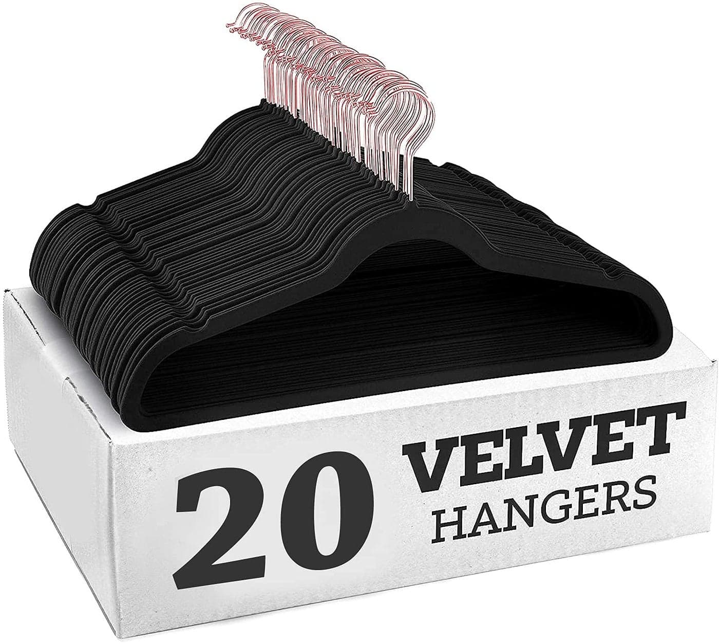 ZEPOLI - Velvet Hangers Non-Slip Velvet Hangers Premium Suit Hangers Ultra Thin Space Saving 360 Degree Swivel Hook Clothes Hangers Velvet for Suits,Coats,Jackets (20 Pack, Black)