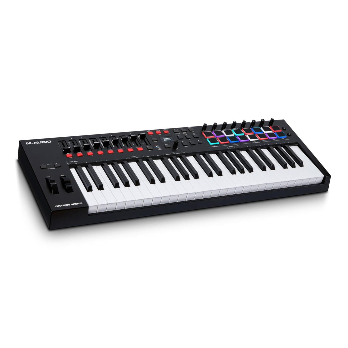 MAUDIO Oxygen Pro 49 Key USB MIDI Keyboard Controller With Beat Pads MIDIassignable Knobs Buttons and Faders and Native Instruments Sound Package NKS Integration