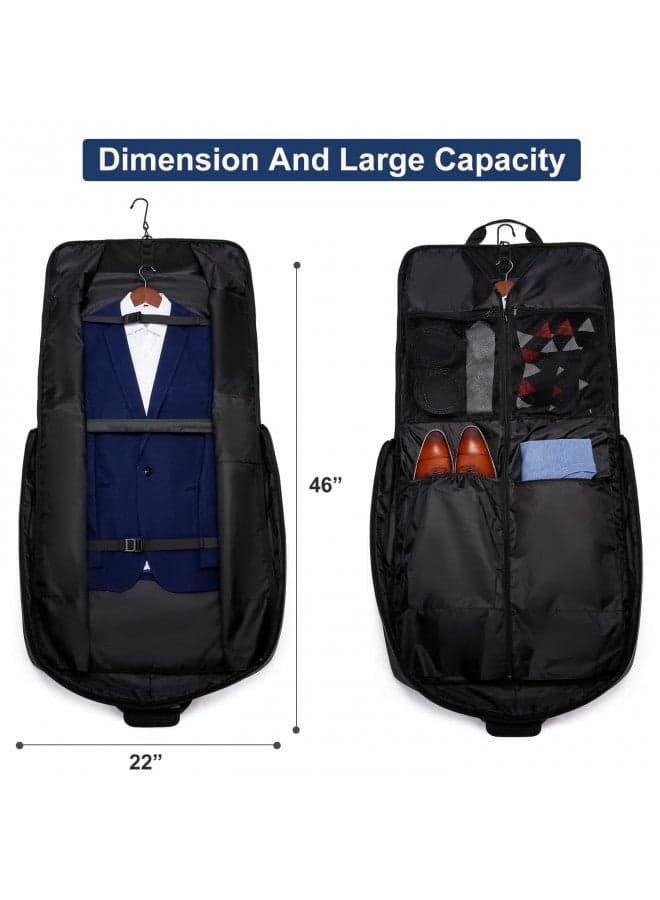 Garment Bag for Travel Large Men Suit Bag Up to 3 Suits Dress Carry on Garment Bags for Business Trips,2 in 1 Hanging Suitcase Luggage Bags for Travel,Foldable Carry On Bag Fits 15.6 Inch Laptop