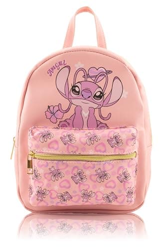 Disney Lilo and Stitch Backpack for Women Men Boys Girls Unisex Cute PU Leather 10 Angel Mini Backpack Purse Shoulder Purse Angel Bag and Accessories