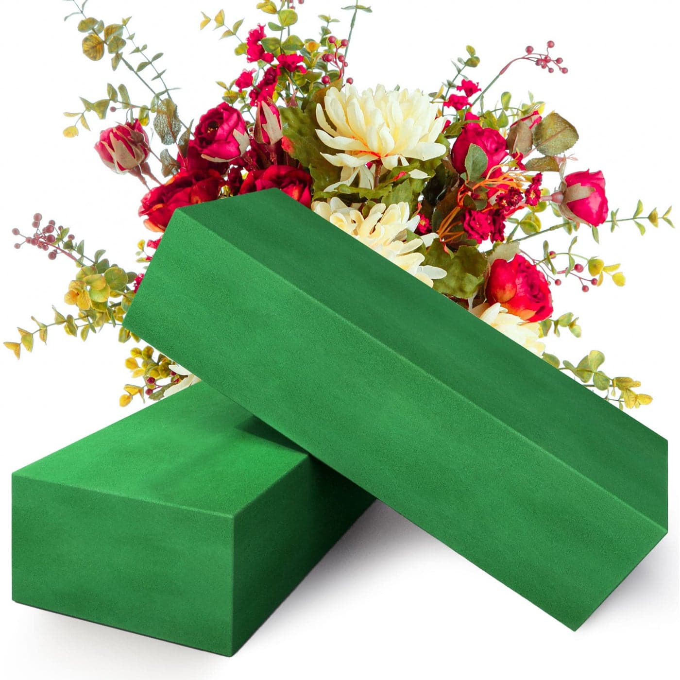 Max Shape Pack of 2 Large Size Floral Foam Blocks for Fresh and Artificial Flowers 9 L x 4 W Wet Florist Foam Blocks for Wedding Holiday Decorations 2 Pack