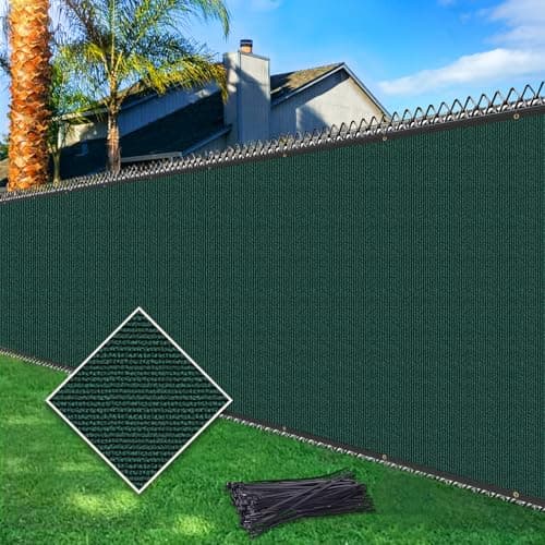 Cisvio 5ftx50ft Fence Privacy Screen Heavy Duty 170 GSM Windscreen & Dustproof Fabric Privacy Screen Covering Mesh Fencing for Outdoor Patio, Balcony, Pool Deck, Dark Green