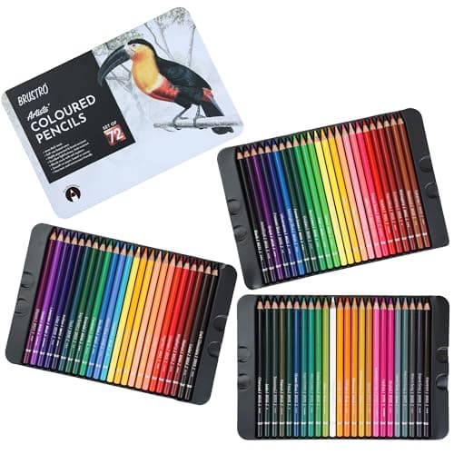 BRUSTRO Artists Colour Pencil Set of 72-4mm Lead (in an Elegant tin Box).Vibrant Colours,Break Resistant,Highly Pigmented |Ideal for Drawing, Mandala, Shading, Portrait,DIY Art, Fine Art Students.