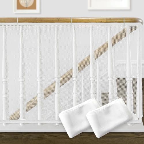 2 Pack Banister Guard 66ft x 26ft Child Safety Net Balcony Stair Railing Proof Mesh for Kids Toys Pets White