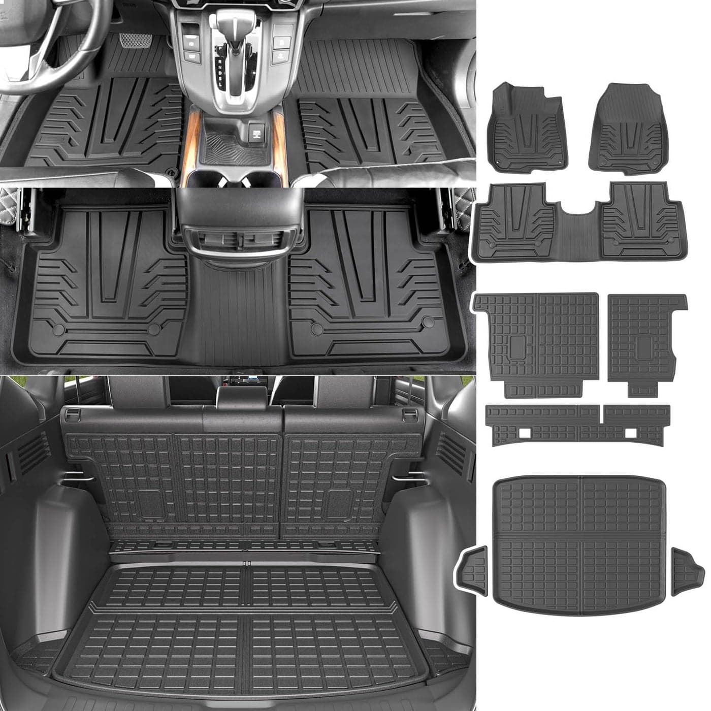 powoq Fuel Floor Mat Compatible with 20172022 Honda CRV Trunk Mat Floor Liner TPE Cargo Mat Replacement for 20172022 Honda CRV Accessories Fit 1722 Fuel Model TrunkBackrestFloor Mat