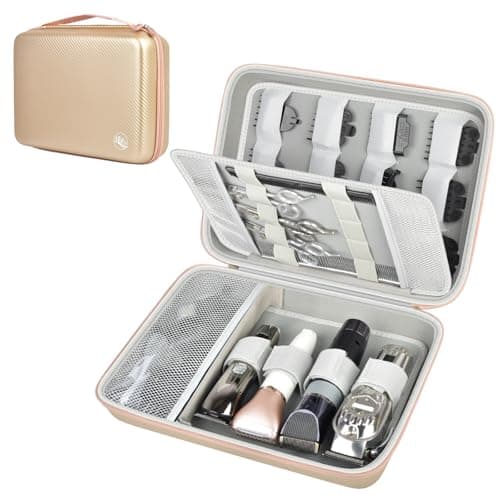 Boobowl Hard Travel Case for Hair Clippers, Hair Cutting Barber Supplies Organizer Bag, Trimmer Storage Holder for Ufree/for Wahl/for Andis Men Razor Guard Grooming Kits -Gold