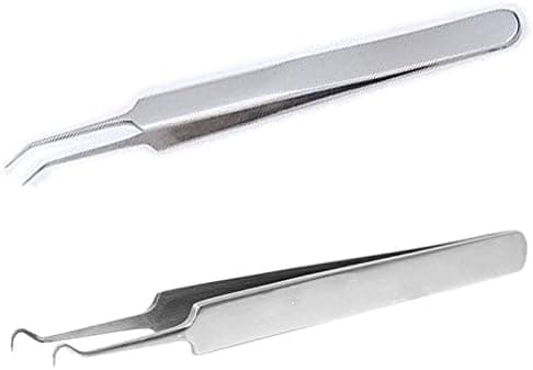 Glamza Blackhead Professional Stainless Steel Set Whiteheads Tweezer And Curved Clips Pimple Acne Cleaner Remover