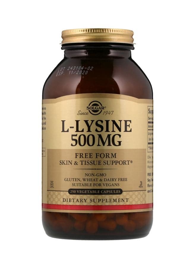 L-Lysine Dietary Supplement 500mg - 250 Capsules
