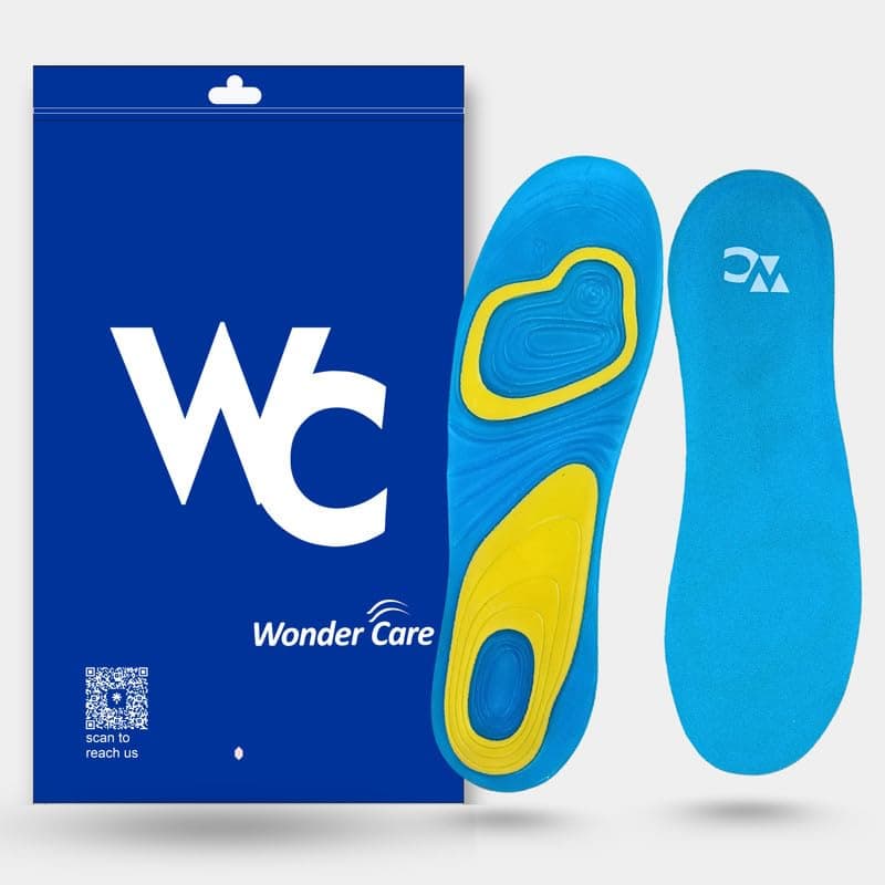 Wonder Care Dual Gel Extra Soft Insole for Shoes Men, Trimmable Heel Support Inner Insoles, Orthopedic Insole for Flat Feet, Breathable Extra Comfort Shock Absorption Sole (Size 9.5-15.5 UK) -1 Pair