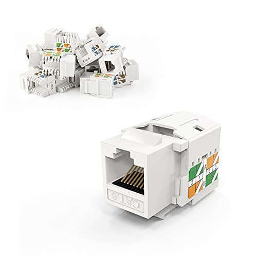 CableCreation Cat6 Keystone Jacks, 10-Pack RJ45 Keystone Jack, Ethernet Keystone Modular Female Connectors, White