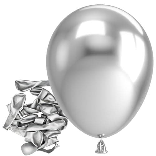 Bezente Metallic Silver Balloons Latex Balloons 150 Pack 5 inch Chrome Silver Helium Balloons for Wedding Birthday Bridal Shower Graduation Anniversary Party Decorations