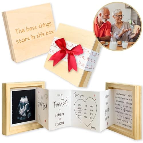 97 Decor Grandparents Baby Announcement Gift - Pregnancy Reveal Ideas, New Surprise, Sonogram Picture Wooden Keepsake Box