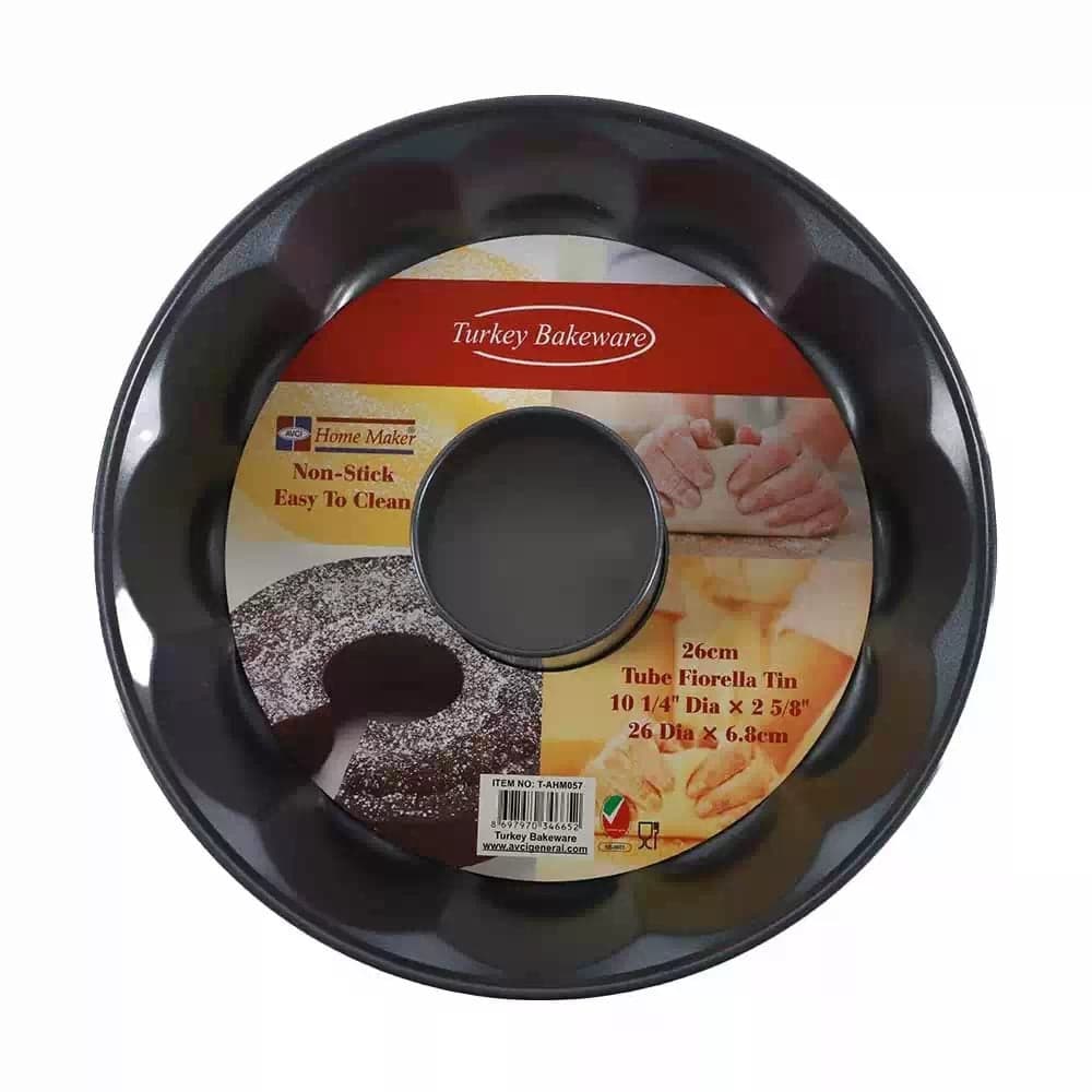 Home Maker AVCI Non-Stick Easy to Clean Round Shape-Tube Fiorella Tin Pan-26cm