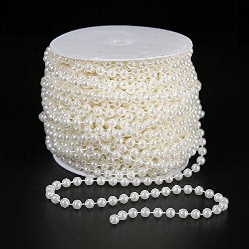 FQTANJU 8mm Faux Pearl Beads Garland Pearl Bead Roll Strand for Wedding Party Decoration DIY Crafts,33 Feet Roll, White